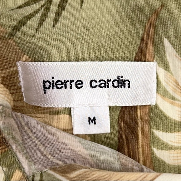 Vintage Medium Pierre Cardin Hawaiian Short Beige Olive Tropical Print Mens - Picture 13 of 14